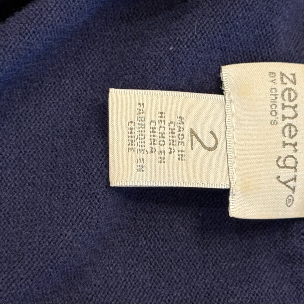 Chico's Zenergy Blue Zip Up Cardigan & Coordinating Long Sleeve Tee Sz 2 (L) - Picture 14 of 16